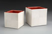 Square prism vases stoneware with earthenware glaze: cranberry (IC). SPV 2-1, 11x11x11 cm $72.50 SOLD; SPV 3-1, 13x13x13 cm $90